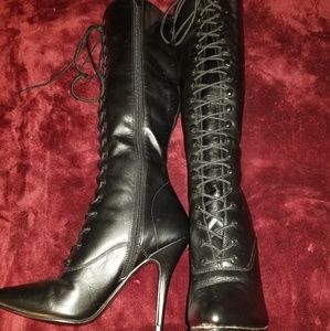 Pleaser knee high lace up boots